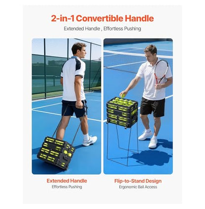 Tennis Ball Hopper, Holds 80 Tennis Balls, Pickleball Basket Cart with Wheels for Easy Pick Up, Portable Pickleball Collection Caddy with Heavy-Duty Construction, for Training Carrying Storage