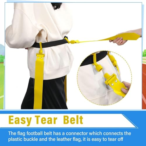 Junkin 6/8/10 Players Flag Football Sets Adjustable Football Belts and Flags for Youths Teens Kids Adults Players Sports Team - color: Blue,yellow