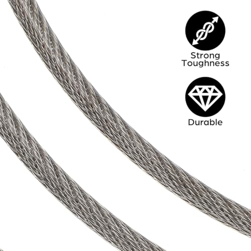 KESYOO Basketball Net Replacement Wire: Plastic-Coated Steel Cable for Outdoor Rim - Hoop String Cord with Aluminum Buckle 70.86 Inch