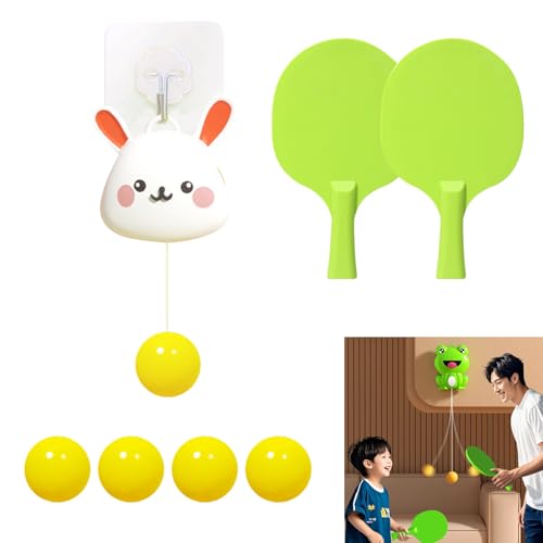 Hanging Table Tennis Trainer Portable Set, 1 Pcs Trainer 6 Balls & 2 Pcs Trainer 12 Balls Door Pong Game for Kids with Racket and Balls, Adjustable Hanging Table Tennis Trainer - color: 5 Balls & 1 Trainer R
