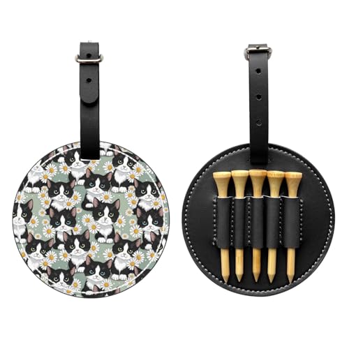 Leather Golf Tee Organizer with 5 Slots, Belt Clip for Bag Tag - color: Style (769)