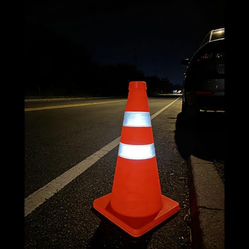 18 Inch,4 Pack, Collapsible Traffic Safety Cones, Orange, Reflective Collar, for Road Safety, Driving Training, Parking Lots (4)