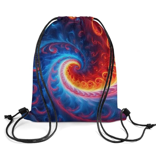 Water Resistant Drawstring Backpack Gym String Bag with Compartment for Yoga Swimming Beach Sports Unisex, Trippy Tie Dye Bags - color: Picture (1019)