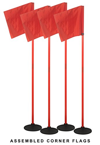 Coaching Combo Sticks Set – 4 Training Poles with 4 Weighted Rubber Bases, 30” Modular Poles, Converts to 5FT Coaching Sticks or Corner Flags – For Soccer Training, Turf, Grass & Indoor Use