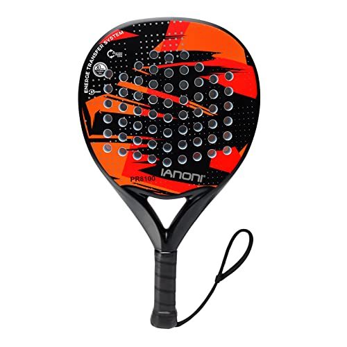 Padel Racket Carbon Fiber Surface with EVA Memory Flex Foam Core Lightweight Padel Racquet - color: red