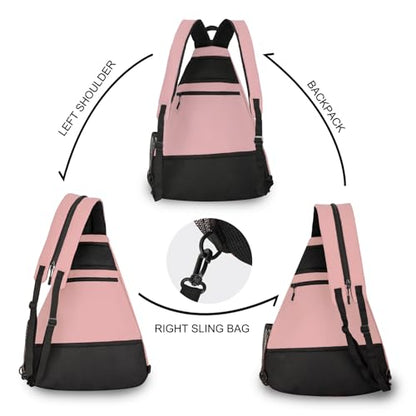 Goloni Pickleball Bag for Women Men, Convertible Pickleball Backpack Sling Bag with Fence Hook, Waterproof Polyester Paddle Bag with Multiple Compartments - color: Pink