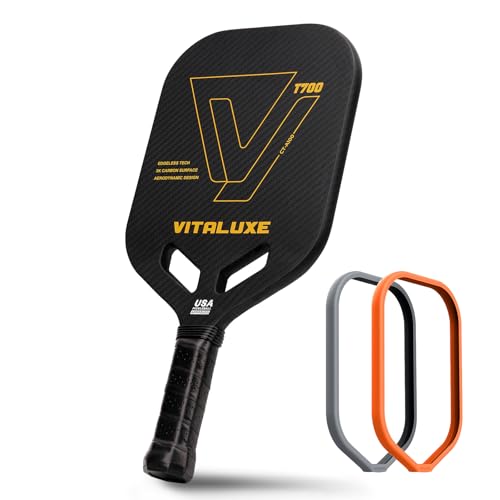 T700 Raw Carbon Fiber Pickleball Paddle, Edgeless 3K Textured Carbon Friction Surface, Thermoformed Raquette Pickleball with Aerodynamic Design used for tournament, Power & Control & Spin Max - color: Gold