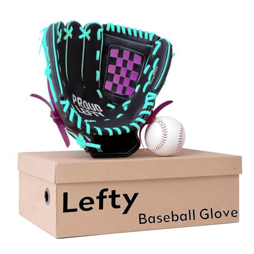 Left Handed Baseball Glove for Kids, Entry-Level Left Handed Baseball Glove, Durable Lefty Tball Gloves for Kids Youth Training. 10.5in, Age 4-7 - color: Black & Purple, size: 11.5in Age 7-11