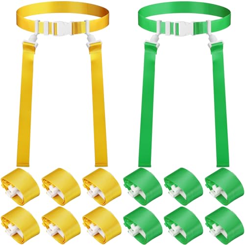 Peryiter 2/12/24/36 Player Flag Football Belt, Adjustable Football Belts and Flags for Kids Youth Adult Sport Team Training - color: Yellow, Green