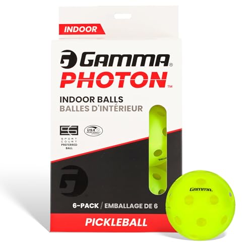 Gamma Photon Indoor Pickleballs Pack of 6, USAPA Approved, High-Visibility, Durable and Ultra-Balanced - color: Yellow, size: 6 Pack