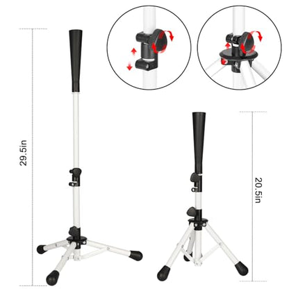Baseball Tee Batting Tee Softball Tee Portable Travel Hitting Tee,Easy Adjustable Height,Stable Tripod Stand - color: White, style: Tee