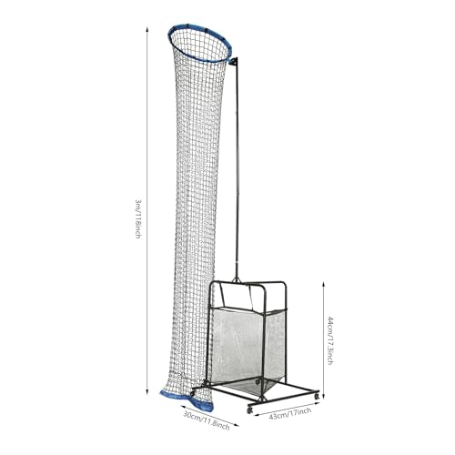 Volleyball Training Net with Ball Bag,Setter Target Net Rebounder,Practice Serve Spike Collect System,Adjustable Height Indoor Outdoor Solo Aid,Foldable Cart Storage for Club School Home Drills