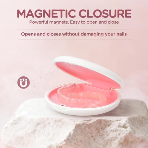Retainer Case Slim Aligner Case with Vent Holes Removable Inner Tray Silicone for Easy Cleaning (2Pack White Pink) - color: 2Pack White Pink
