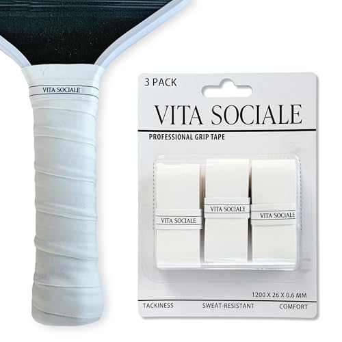 Pickleball Overgrip Tape (3 Pack) – Ultra-Soft Cushioned Grip, Sweat-Resistant, Non-Slip for Pickleball Paddles & Tennis Rackets - color: White - Tacky
