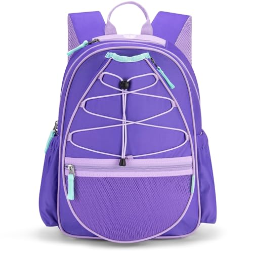 Choco Mocha Kids Tennis Bag, 16 Inch Youth & Junior Tennis Backpack with Shoe Compartment, Holds 2 Rackets (21–23 Inch) - color: Solid Purple