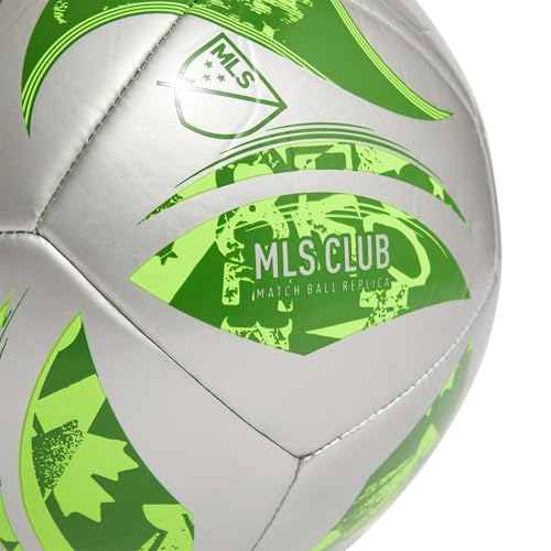 adidas Unisex MLS Soccer Ball - color: Silver Metallic/Green, size: 3