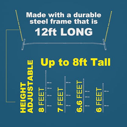 Outdoor Volleyball Net for Backyard. 12FT/20FT/32FT, 4 Adjustable Height Options, Ball with Pump, Boundary Markers, Carry Case and Stakes Included