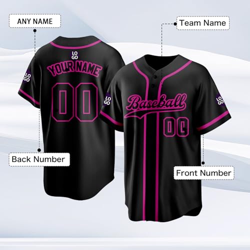 Custom Baseball Jersey Personalized Stitched Family Team Name Number Shirts Uniforms for Women Men Youth Kids - color: Black-21