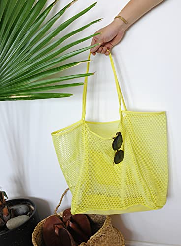 HOXIS Mesh Beach Tote Womens Shoulder Handbag - color: Yellow