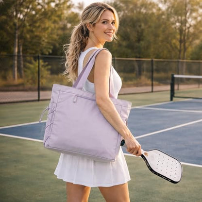 Pickleball Bag for Women Men, Large Pickleball Tote Holds 2-4 Rackets, Pickleball Bags with Shoe Compartment & Water Bottle Pocket, Pickleball Gifts, Water-Resistant & Lightweight - color: Pink