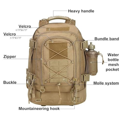Miramrax Tactical Backpack Military Hiking Daypack - Molle Backpack for Men 3 Day Assault Pack Bug Out Bag for Camping Travel Army Hunting Gym Rucksack Survival (Coyote) - color: Coyote