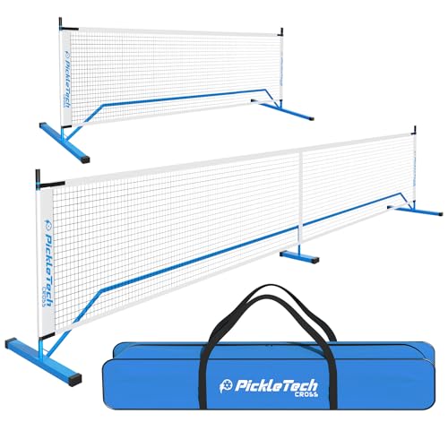 PICKLETECH 4.0 Slim Version Portable Pickleball Nets Outdoor Game 22 FT Pickleball Net-USAPA Regulation Size-Pickle Ball Net System with Carrying Bag for Driveway - color: Blue, size: 2in 1