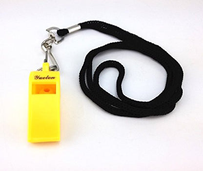 yueton Plastic Coach Whistles with Lanyard, Pack of 6 - color: Yellow