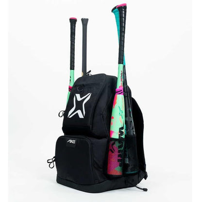 Axe Batpack | Baseball and Softball Backpack | Designed to Carry Bats, Cleats, & All Your Gear - color: Black Onyx