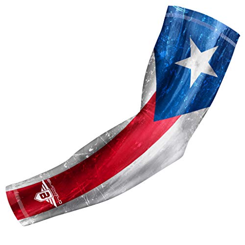 Bucwild Sports Flag Compression Arm Sleeve - Perfect for Baseball Basketball Football - Youth & Adult Sizes - color: Puerto Rico Flag, size: XX-Large (1 Arm Sleeve)