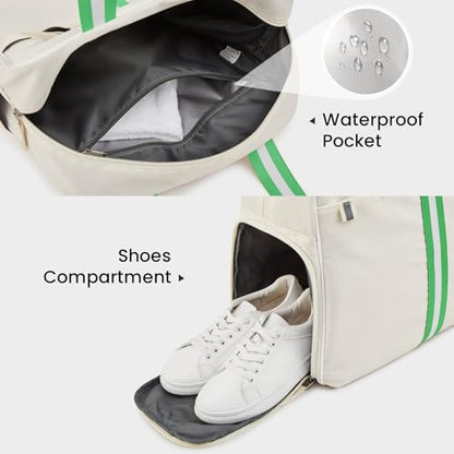 G4Free Pickleball Bag, Pickleball Bag Tote for Women and Men - color: ivory & Green