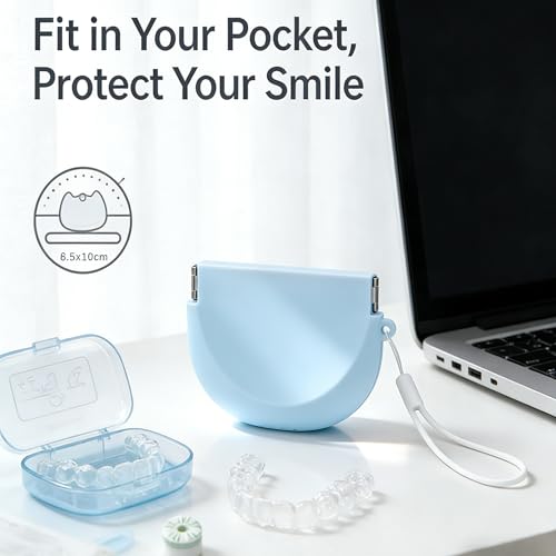 Silicone Retainer Case with Lanyard, Portable Travel Retainer Holder Braces Aligner Case with Vent Holes Aligner Retainer Cases for Girls Women Kids Travel Denture Night Guard Container - color: Blue