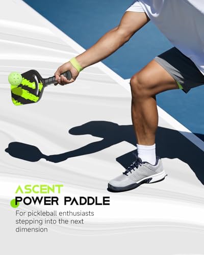 Warping Point Ascent Pickleball Paddles| Carbon Fiber Pickleball Racket with Aero Throat | Textured Grit Surface | Hexa Polymer Core | Designed for Swing Speed and Maneuverability - style: Green-16MM