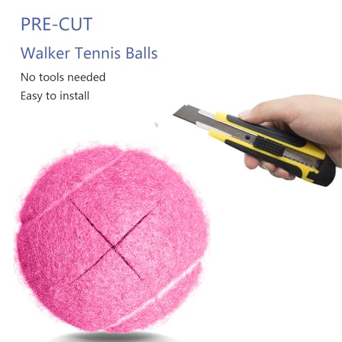Tennis Balls for Walkers, Pre Cut Walker Glide Balls for Chairs, Desks, Furniture Legs and Floor Protection, Heavy Duty Long Lasting Felt Pad Glide Coverings - color: Pink-4PCS