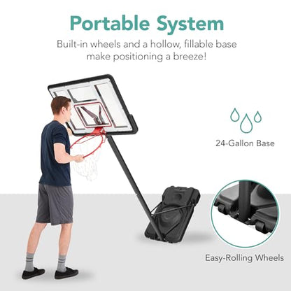 Best Choice Products 10ft Regulation Basketball Hoop, Height Adjustable Outdoor Goal w/Shock Absorbent Rim, Base Gel, 2 Wheels - style: Clear