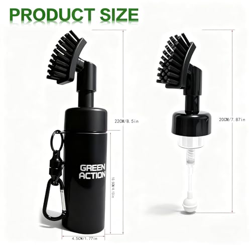 Golf Club Brush with Magnetic Clip & Water Sprayer - 5oz Capacity, Stiff Bristles for Deep Cleaning, Silicone Hose & Gravity Ball for Easy Use on Course - color: Black
