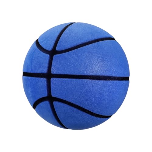 Silent Basketball, Quiet Basketball High Density Foam No Noise Sculpted Groove Bouncing Ball with Net Bag - color: Blue, size: 7.1 Inch
