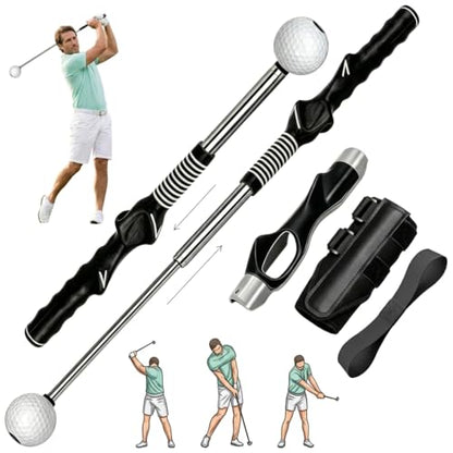 Golf Swing Trainer Kit for Right Handed Golfers Only – 3-in-1 Set Includes Swing Trainer, Wrist Fixator & Grip Trainer – Perfect for Tempo, Posture & Grip Correction – Portable Practice Aid