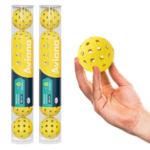 Outdoor Pickleball Balls USAPA Approved for Tournament Play 6 12 48 Packs Durable 40-Hole Design Ideal for All Skill Levels Pickleball Accessories Pickleball Balls Outdoor - color: Yellow, 12 Pack