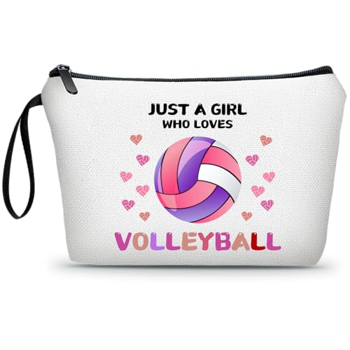Volleyball Gifts for Teen Girls Team,Small Volleyball Cosmetic Makeup Bag Stuff Birthday Gifts for Friends Female,Christmas - color: Volleyball-PINK