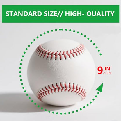 Rarapop Blank Standard Baseball Balls, Official Size 9 Inch Leather Covered Practice Baseball Training Ball for League Play, Pitching, Hitting, Batting, Fielding, Autograph - style: Soft-2pack
