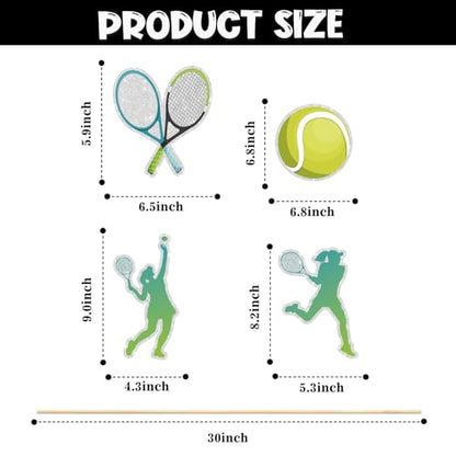 16 Pcs Tennis Collection Table Toppers - Tennis Theme Birthday Table Centerpieces Sticks,Tennis Racket Ball Player Sport Themed Bday Party Supplies - color: Green