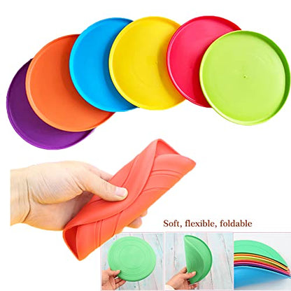 Kids Flying Disc Toy Outdoor Playing Lawn Game Disk Flyer for Kindergarten Teaching Soft Silicone Colorful 6 Pack Bulk Set