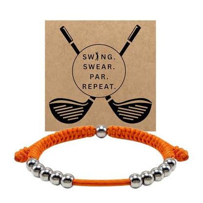 Premium Golf Stainless Steel 10 Bead Score Counter Bracelet, Golf Stroke Count Bracelet, Resizable Easy Adjust Golf Round Scoring Tracker, Durable Stylish Golf Accessory - style: Orange