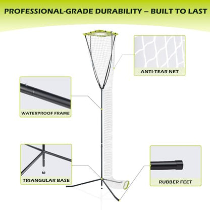 Volleyball Training Equipment, Volleyball Setter Training Net with Adjustable Height (7.5-10.5 FT) & Angle, Serve Trainer Equipment with Carry Bag for Serving, Spiking & Setting Drills