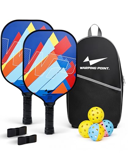 Pickleball Paddles Set of 2, Fiberglass Pickleball Set, Durable & Lightweight USAPA Approved Pickle Ball Rackets 2 Pack Pickleball Gifts for Women with Bag & Outdoor Balls for Men Beginner Kids Adults - style: 14MM | Dark Blue