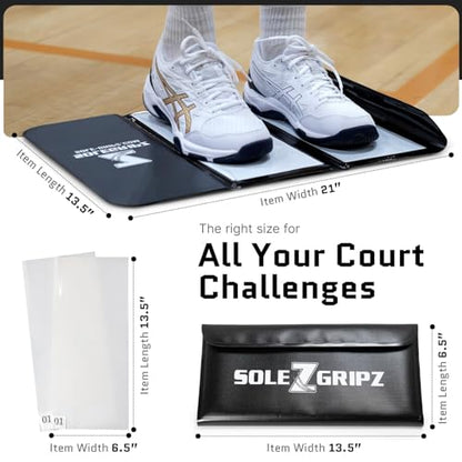 Portable Basketball & Volleyball Sticky Mat by Sola Athletics– Foldable, Reusable, Non-Slip Traction Board for Court Shoe Grip – Perfect for Hardwood Floors –60 Sticky Sheets