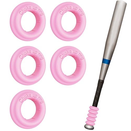 MIPREZT 5 Packs Baseball Bat Grip Choke Up Rings Choke Ring Baseball Softball Teeball Tball Bat Choke Up Ring Bat Knob Baseball Bat Accessories - color: Pink