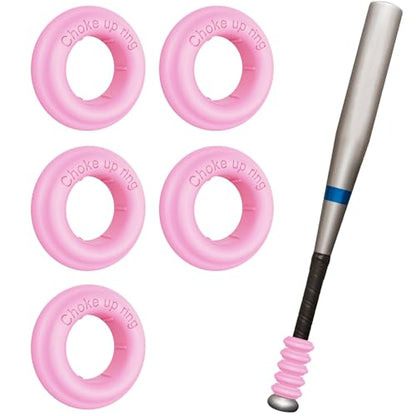 MIPREZT 5 Packs Baseball Bat Grip Choke Up Rings Choke Ring Baseball Softball Teeball Tball Bat Choke Up Ring Bat Knob Baseball Bat Accessories - color: Pink