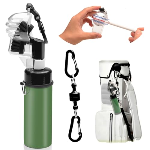 Pro Golf Brush, Golf Club Cleaner, 5oz Water Bottle Club Cleaner for Golf Bag with Magnetic Clip and Precision Ball Marker, Golf Accessories for Men and Women (Green) - color: Green
