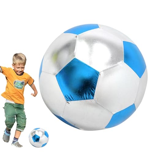 Inflatable Soft Football, Simulation Soccer Ball, 9.84 Inches Beach Toy with Leakproof, Elastic PVC Spheres, Indoor Play Toy with Bounce Design, Blow Up Football for Outdoor Use - color: Cloth Blue